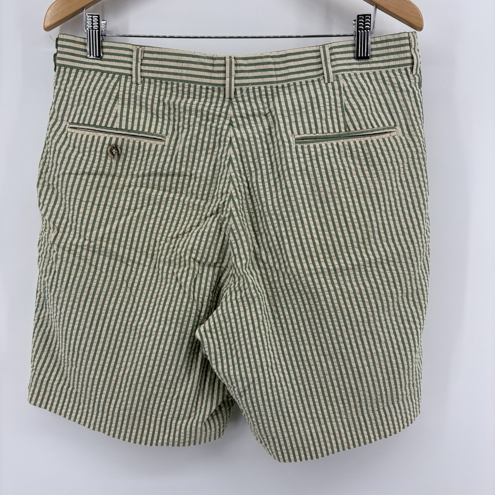 Cotton Brothers Golf Shorts Seersucker Green Striped Mens Size 36 - Picture 5 of 7